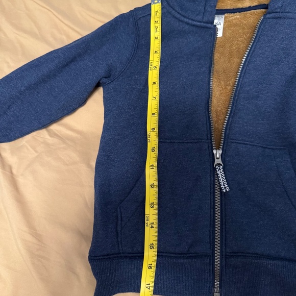blue hoodie jacket brand carters boy kids size 6 full zipper and brown inner - Picture 4 of 6